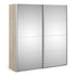 Verona Sliding Wardrobe 180cm in Oak with Mirror Doors with 2 Shelves